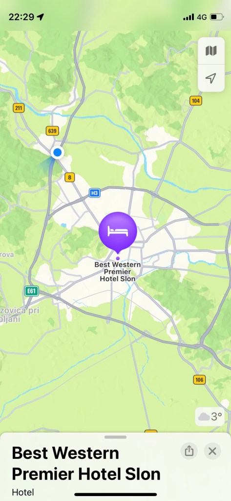 Apple map screenshot showing hotel location
