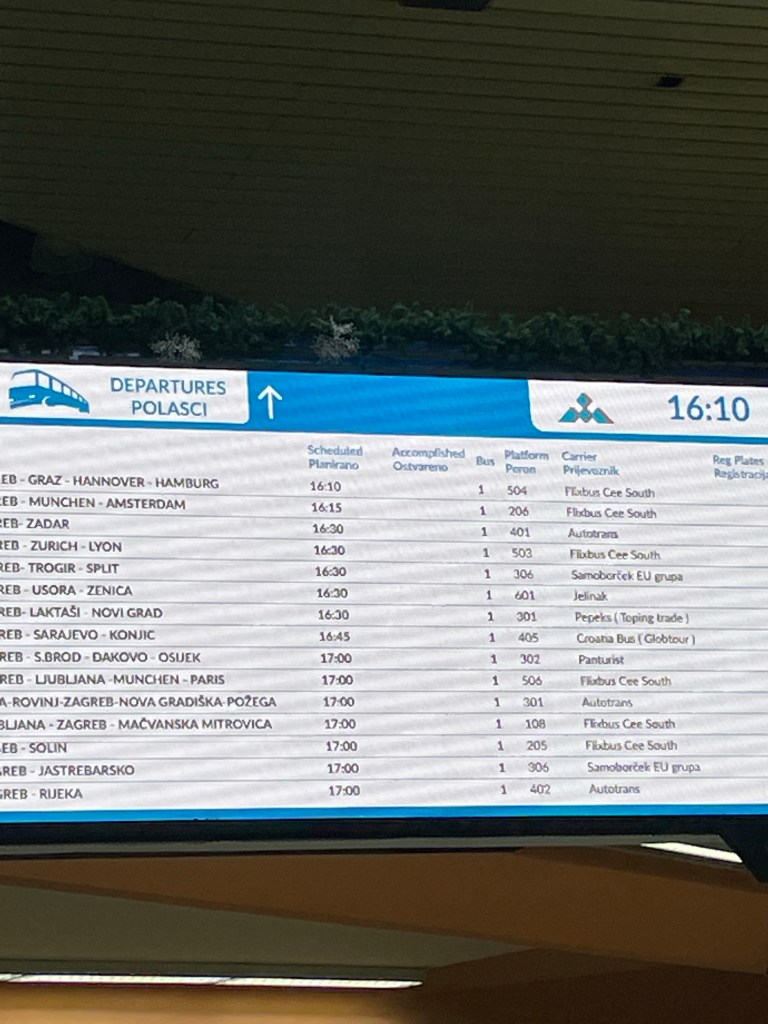 Picture of departure board in bus station
